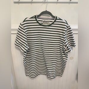 Green and White Striped Men's Tee